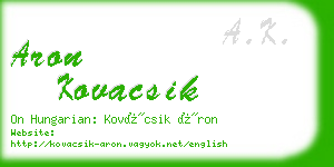 aron kovacsik business card